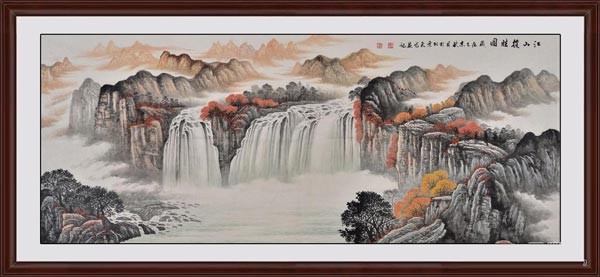 董事長辦公室設計時掛哪些裝飾畫，可以襯托出品味和修養《江山攬勝圖》