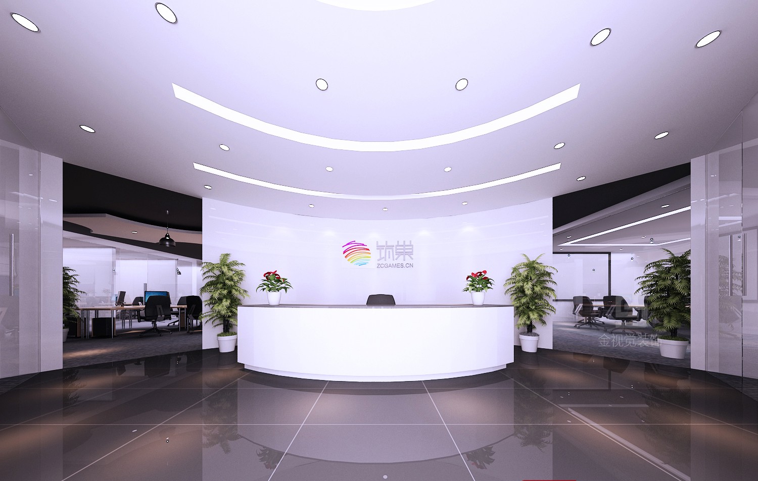 游戲公司辦公室前臺裝修設計